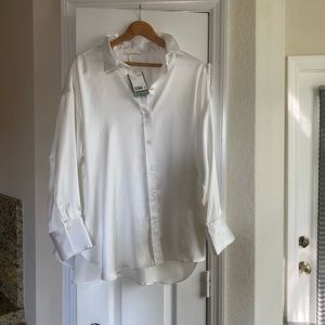 H&M Silk Button Down Long Sleeve ShirT - NWT